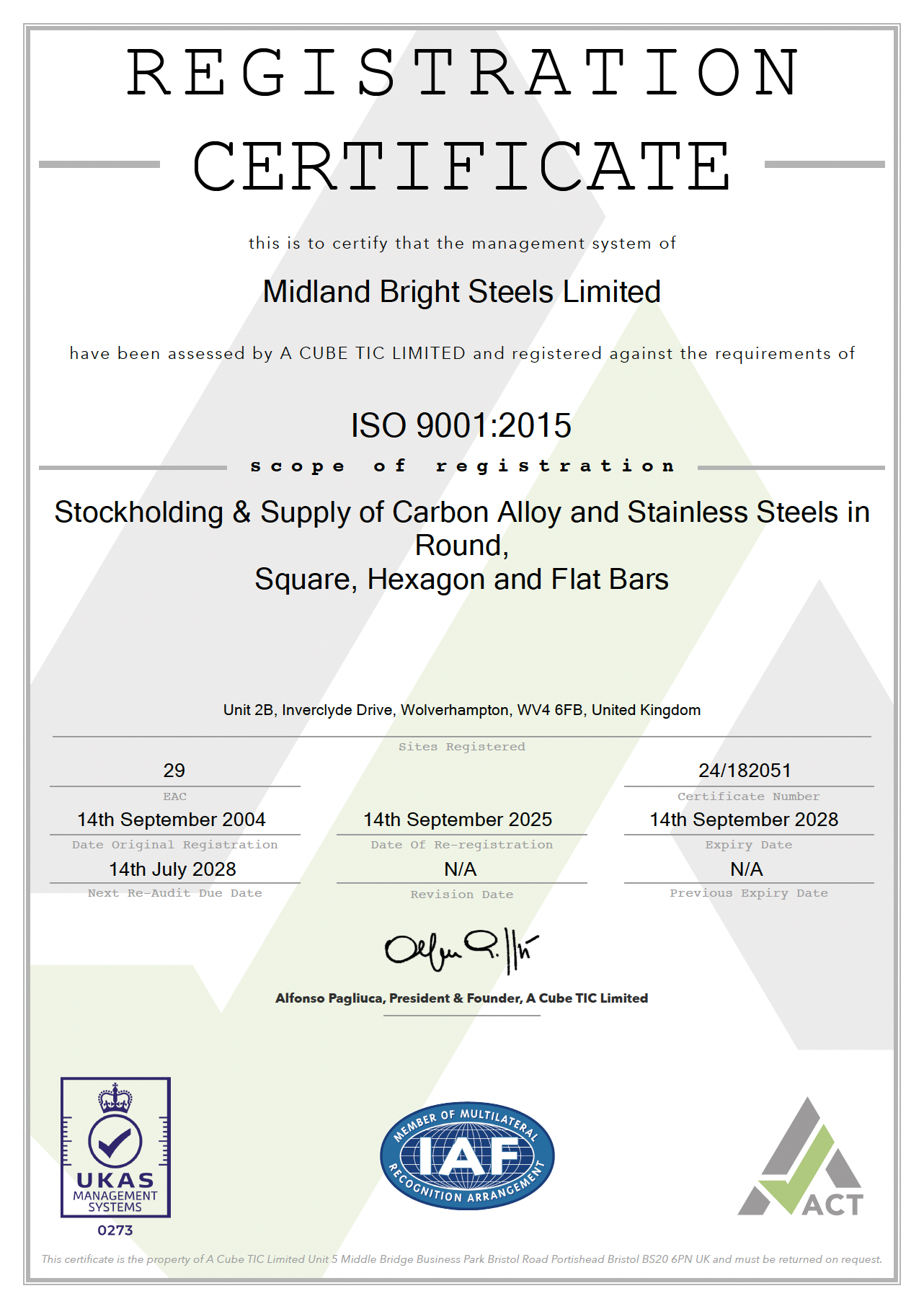 Midland Bright Steels ISO Midland Bright Steels ISO
